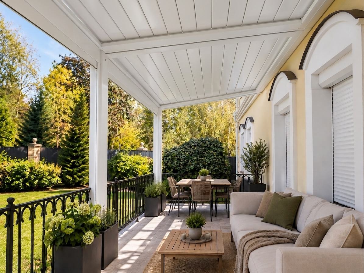 Lamas de pérgola cerradas para proteger de la lluvia