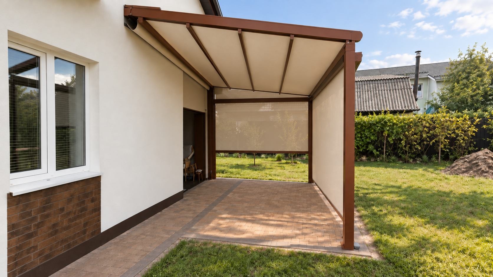 Pérgola de lona extendida