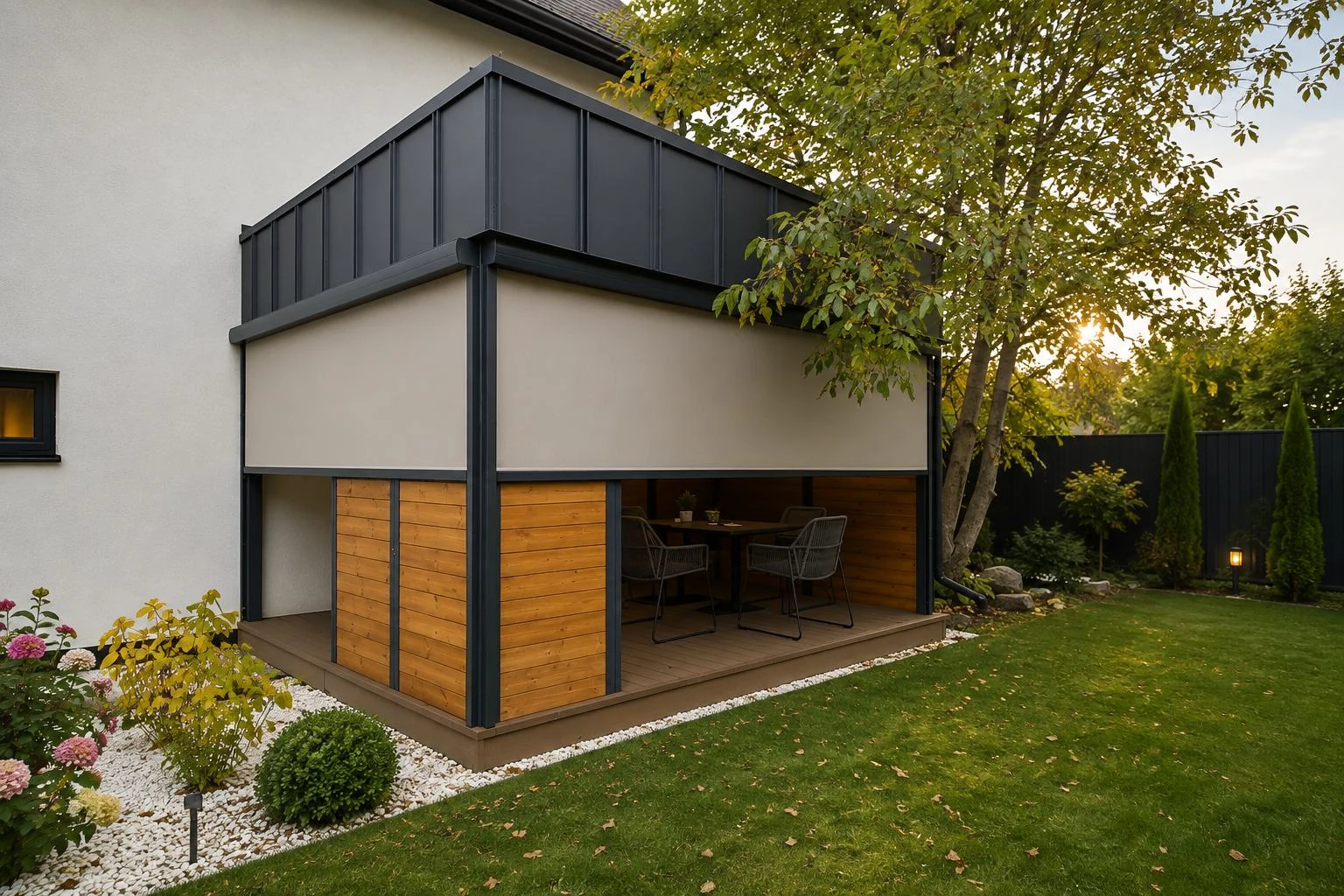 Cerramiento lateral de pérgola con ZIP