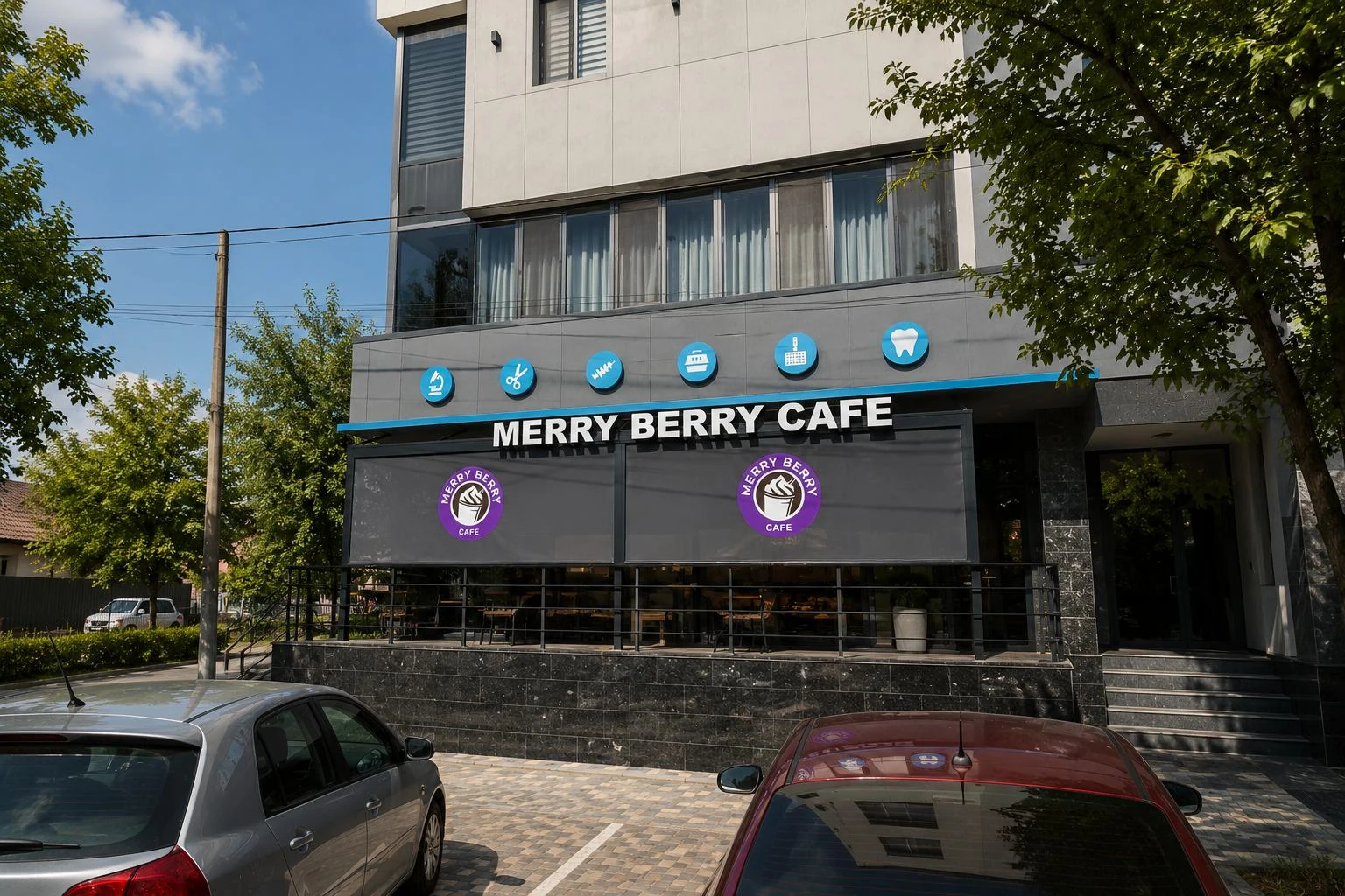 Cortinas ZIP en una fachada comercial